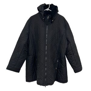 Black Coat Lightly Quilted Hood 3X
